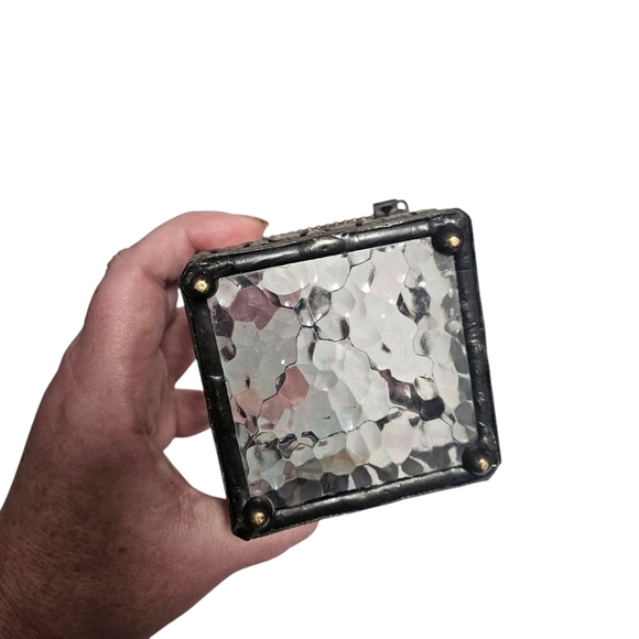 Vintage Glass and Bronze Decorative Glass Jewelry and Trinket Box - Picture 7 of 7